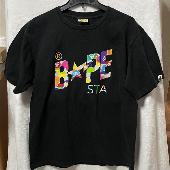 Bape A Bathing Ape Mens Black Multicolor Graphic Tee Size XL - Picture 1 of 6